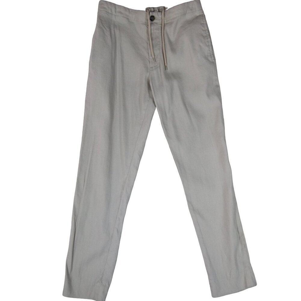 Club Monaco Linen Blend Pants S Beige Elastic Waist Minimal Soft Tailored
